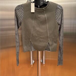 Stylish Olive Green Long Sleeve Women's Top